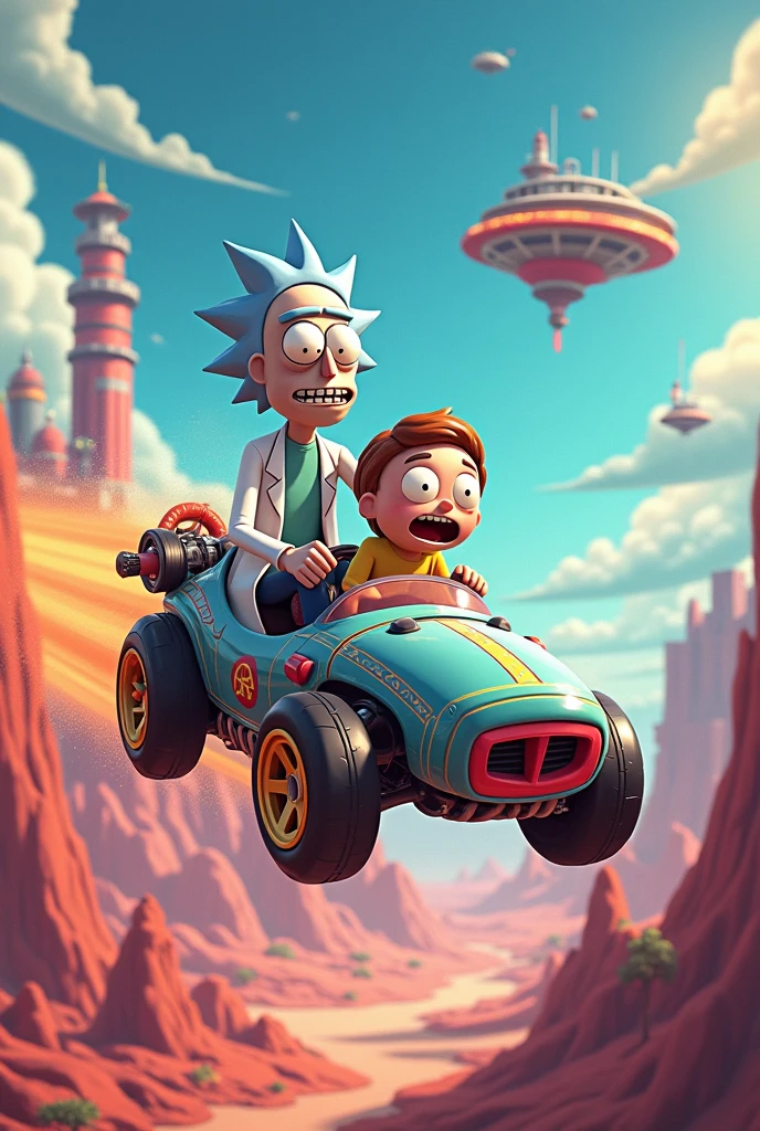 Ricky and morty together on a hotwheels