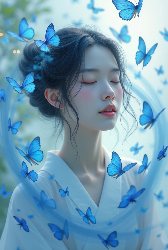 Yuki suoe with blue butterfly