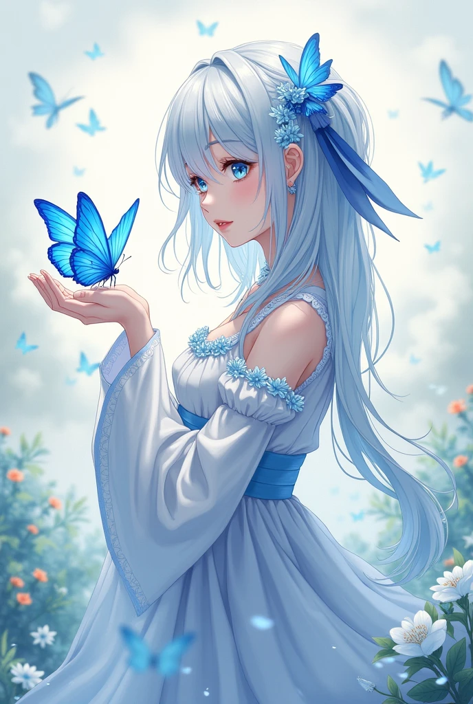 Anime character Yuki suoe with blue butterfly
