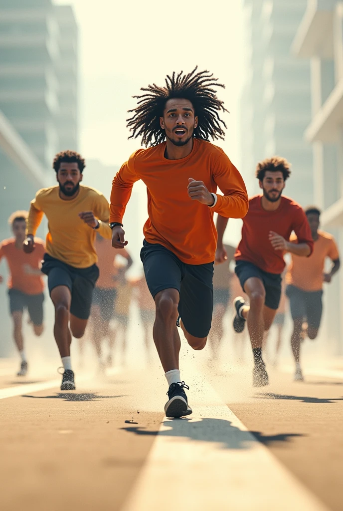 People running towards goal