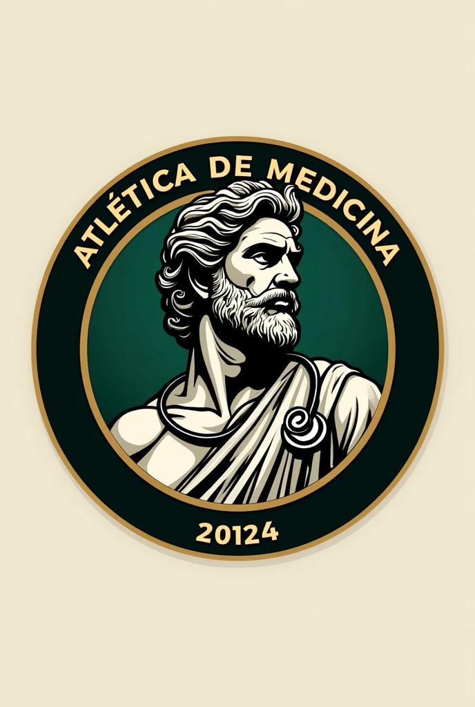 Here is a prompt you can use:

"
"Create an illustrated logo for an athletics company &#39;ATLÉTICA DE MEDICINA UNIFSP&#39;,&#39; inspired by the Manchester City logo. The design must feature a circular emblem with a, head and torso of the god Asclepius with a stethoscope around his neck stylized in the center. The surrounding ring should include the team name &#39;ATLÉTICA DE MEDICINA UNIFSP&#39; at the top and the year of foundation &#39;2024&#39; at the bottom. Use a color palette that conveys power and elegance, like dark green, blackw, and gold. Incorporate subtle elements, to highlight the topic of medicine, keeping the overall look modern and bold."."
