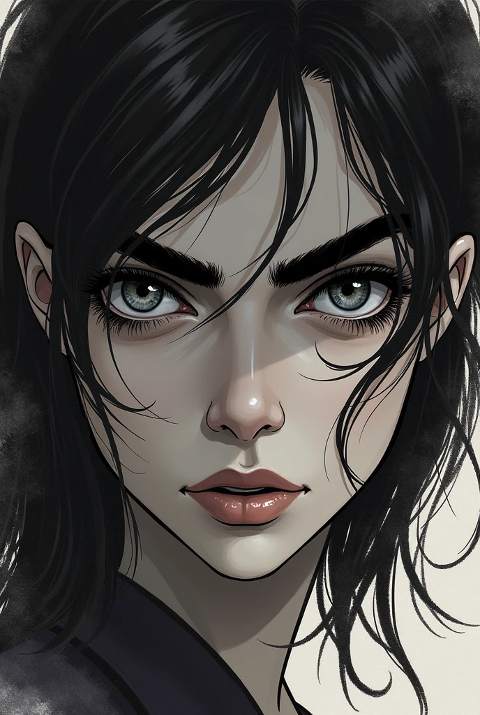 Image The card turned over, showing an illustration of voluminous and intense eyebrows and eyelashes.