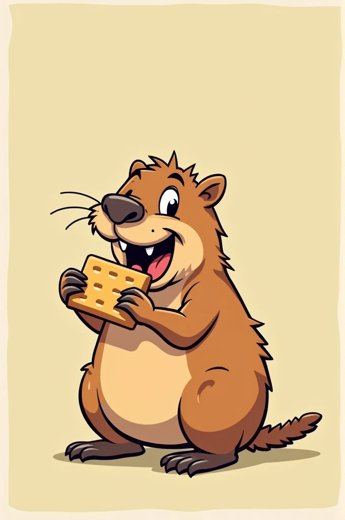 Cartoon of a capybara swallowing a biscuit