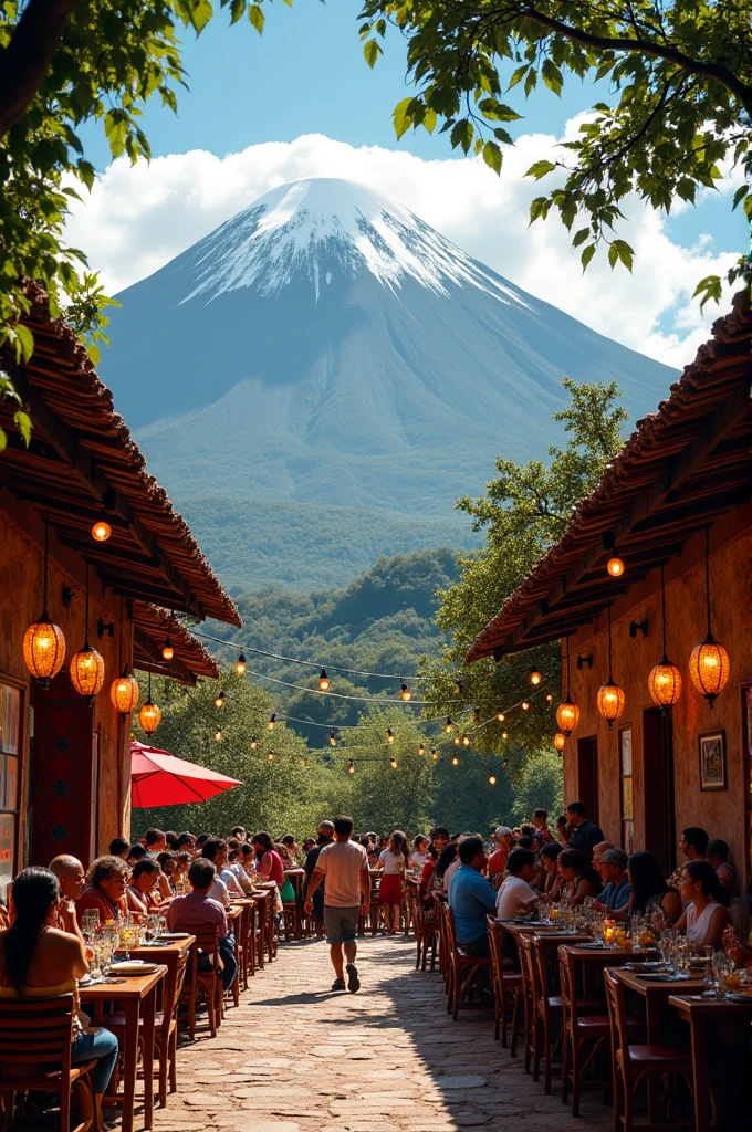Guatemalan restaurant with volcanoes 