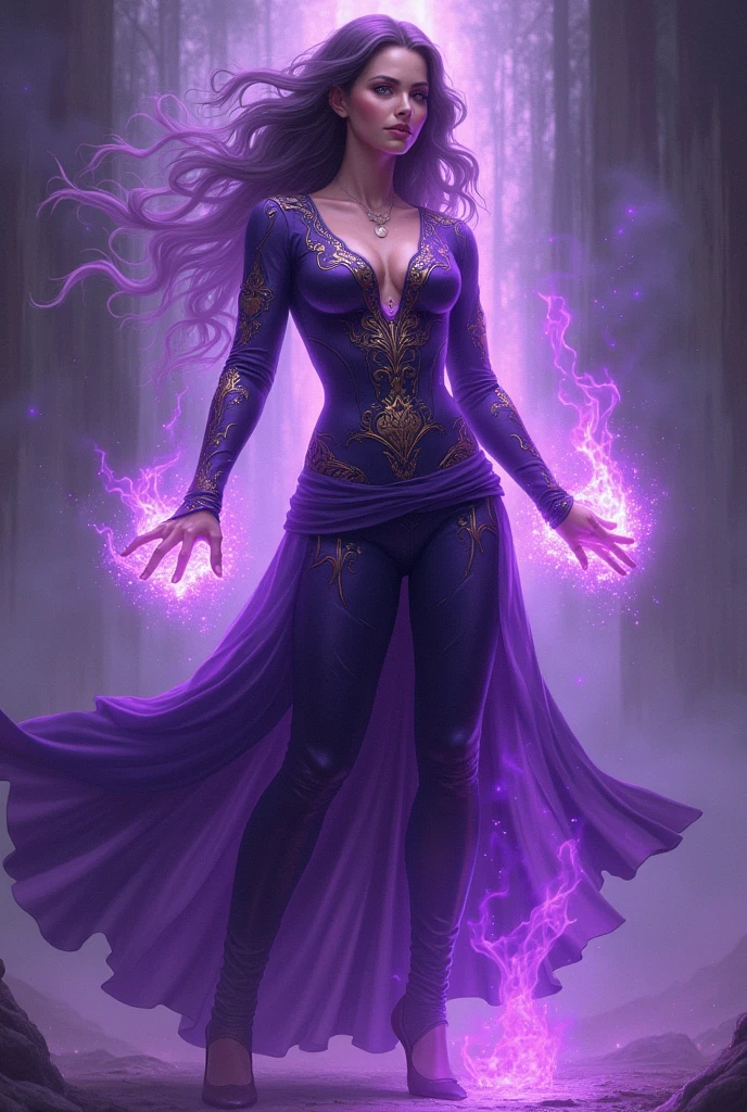 A super powerful woman with magical powers, your favorite color is purple, she loves herself 