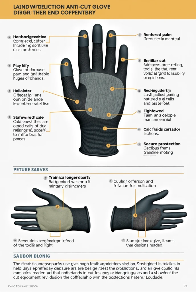 show an explanatory image of the parts of an anti-cut glove for the metalworking industry