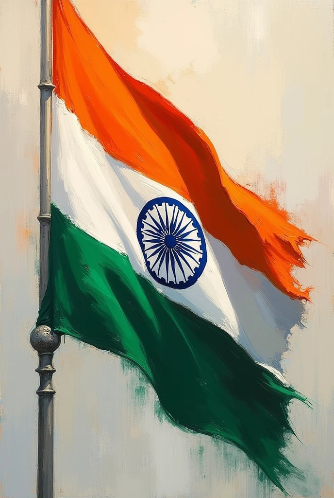an image of indian flag which should look like acrylic painting and aesthetic