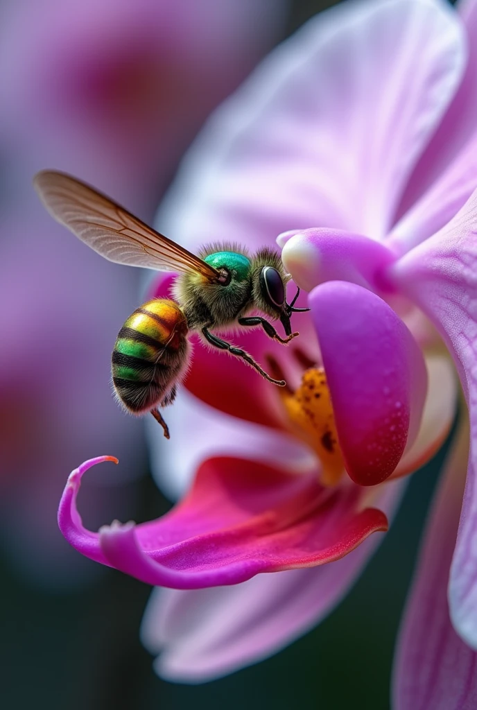 Image of euglossini bee on orchid flower 
