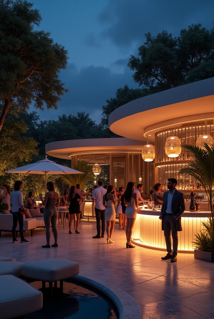 Exclusive StreepClub outside at night with the name OLIMPUS and the logo which is a champagne glass