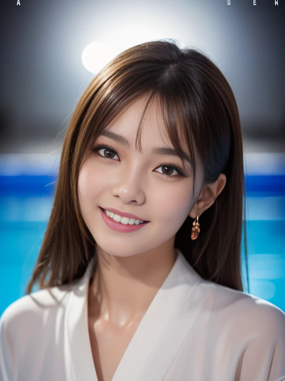 Latex bodysuit、Knee-high boots、Huge 、Long brown hair、Japanese Gravure Idol、Shiny, Oily skin、Glowing Skin、Indoor competition pool、White skin、Kimono beauty、The beauty of kimono, Body Portrait, 8k, Narrow and beautiful eyes, Dindal effect, masterpiece, 最high quality, high quality, High resolution, Very detailed photos, (Natural skin texture, Fine skin, Hyperrealism, Ultra Sharpness) , Skin with attention to detail, (Very fine, Fine skin texture, Intricate details, Beautiful Face, (Lively Faces), Realistic eyes, Beautiful and detailed, Realistic Skin, Beautiful Skin, Surreal, Very detailed, Golden Ratio, Smiling Eyes, ((Night moonlight background)), Body Portrait, , glamorous、 Shiny Bodysuit