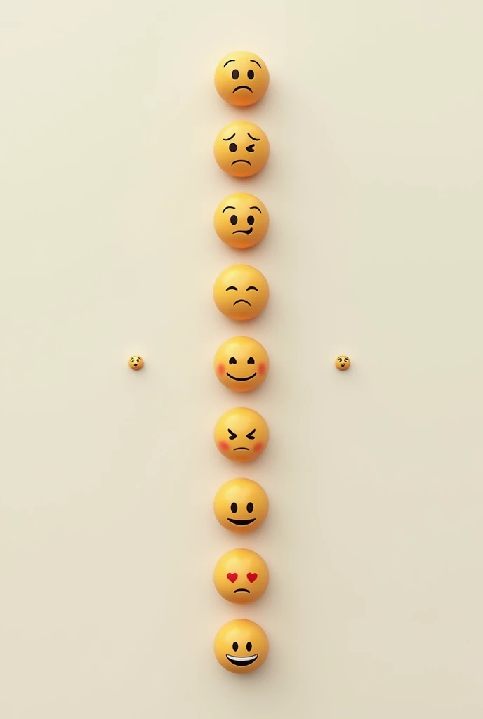 POSITIVE NEGETIVE NEUTRAL EMOTIONS , No humans involved, only emojis OF DULL COLORS