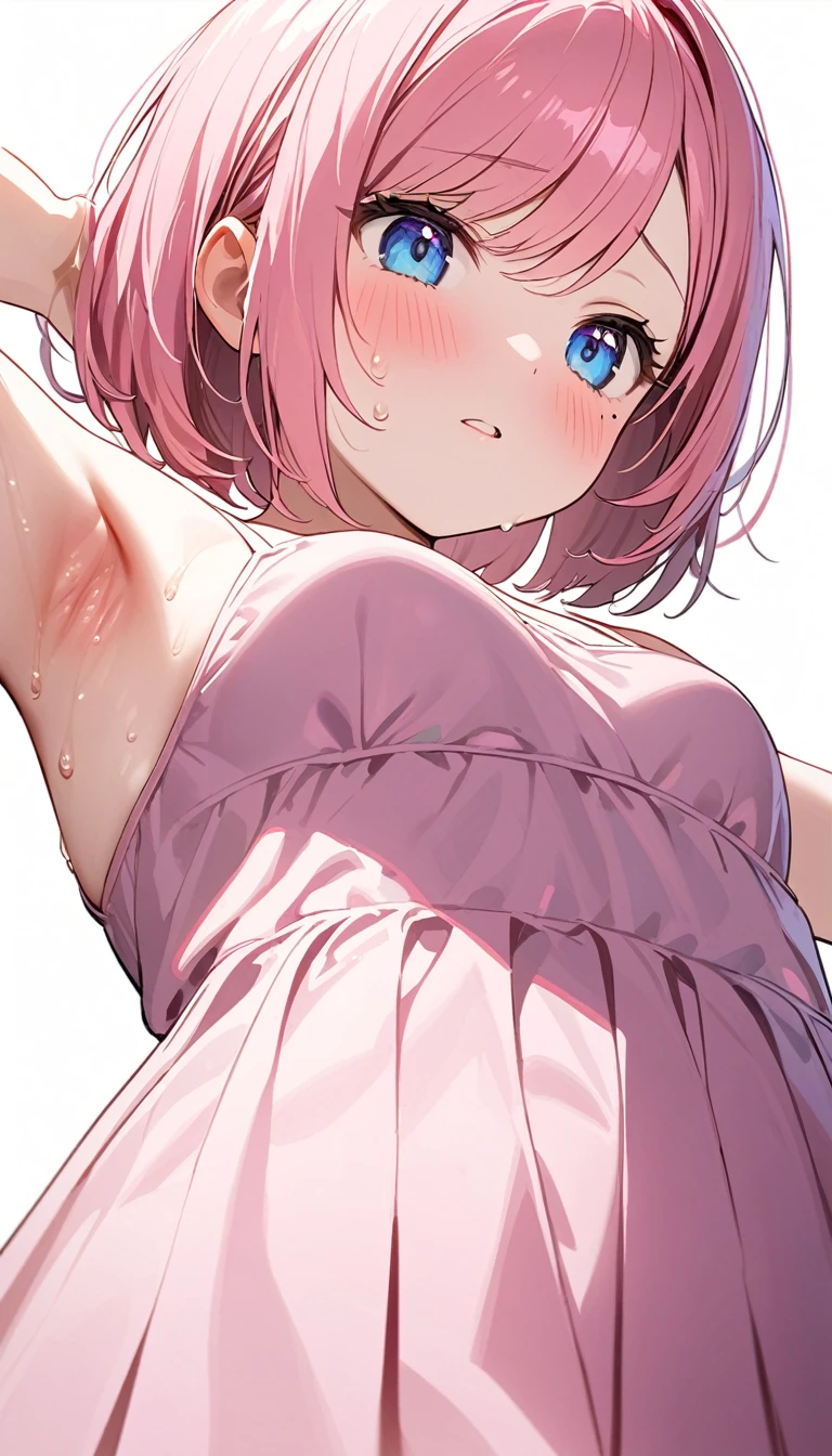 ((best quality)), ((masterpiece)), (detailed),Cute ,Short Brown Hair,Purple Eyes,Heart pupils,wet,big boobs,G cup,nude