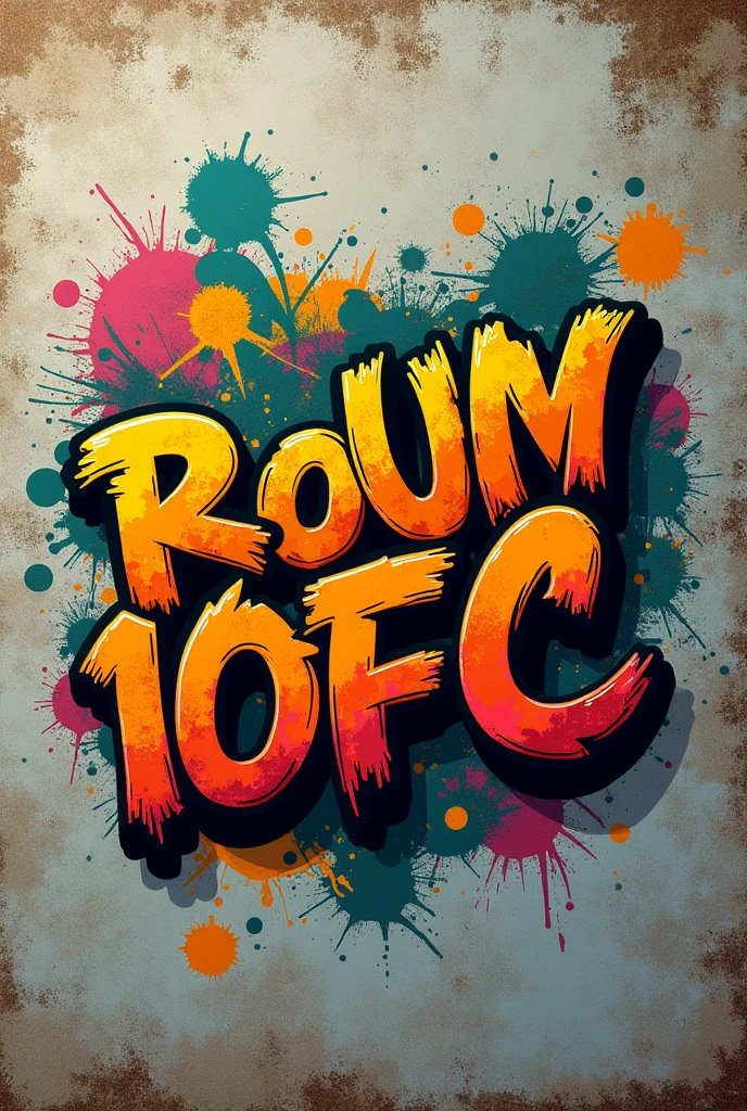 Make a logo in Brazilian Portuguese, with the name of: "Room 100 ofc" with graffiti aesthetics