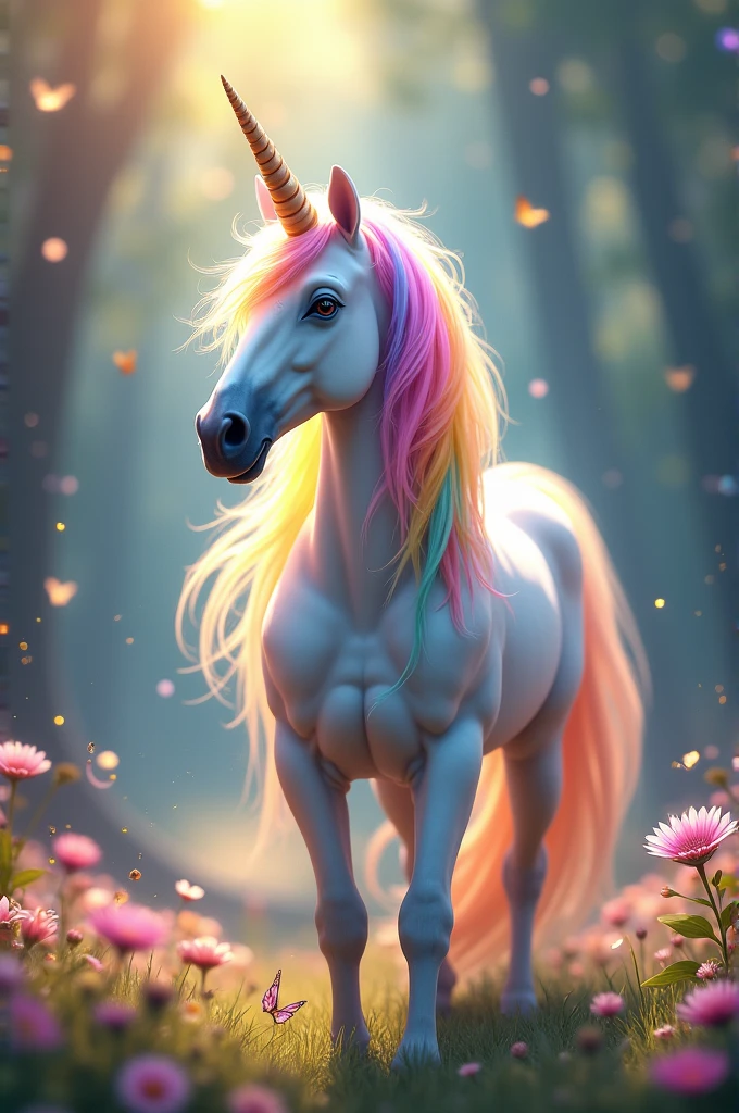 unicorn with rainbow mane