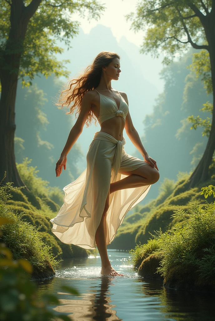 Beautiful woman doing yoga poses in nature Highest quality