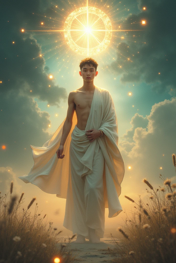 A person who practices Dhamma like living in a heaven that does not exist in this human world. He is a young male.