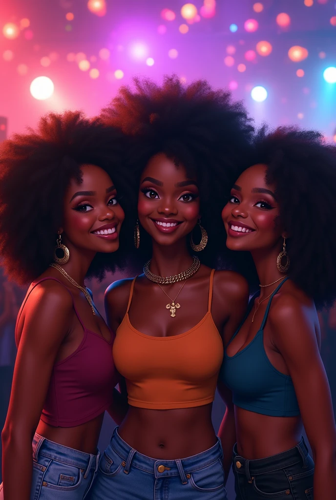 Three Black age Girls at a Party