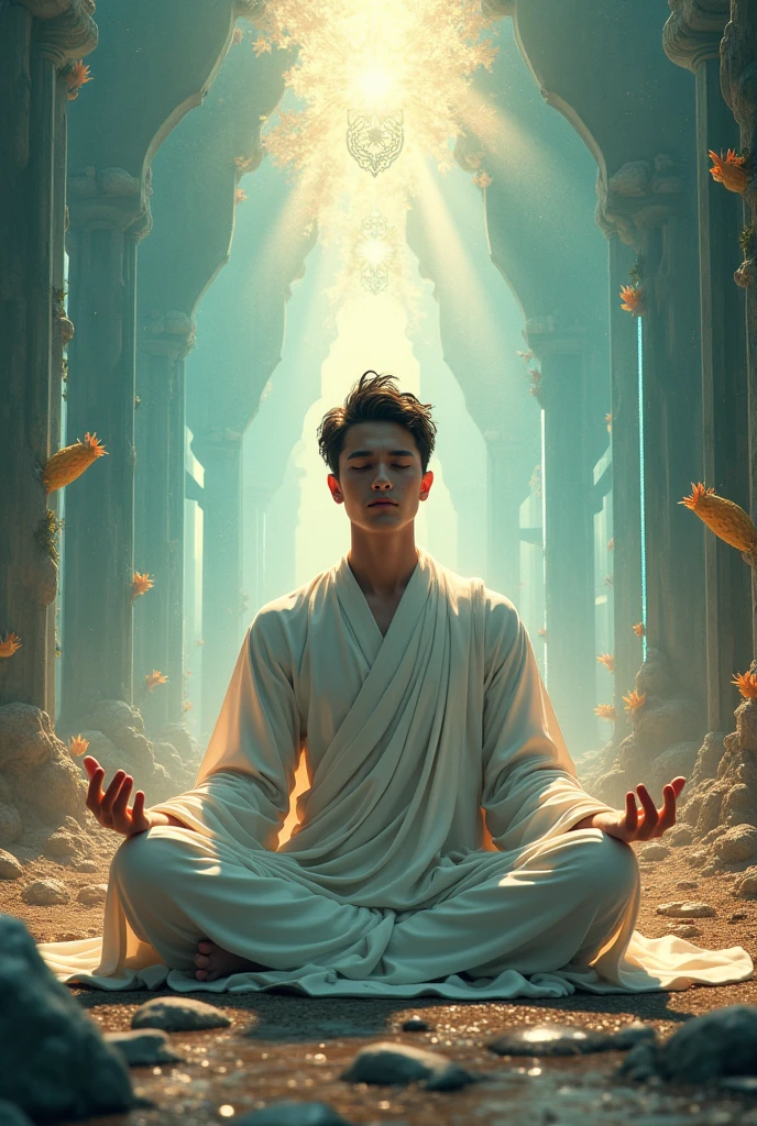 A person who practices Dharma, living in a magical place that does not exist in this human world. A young male.
