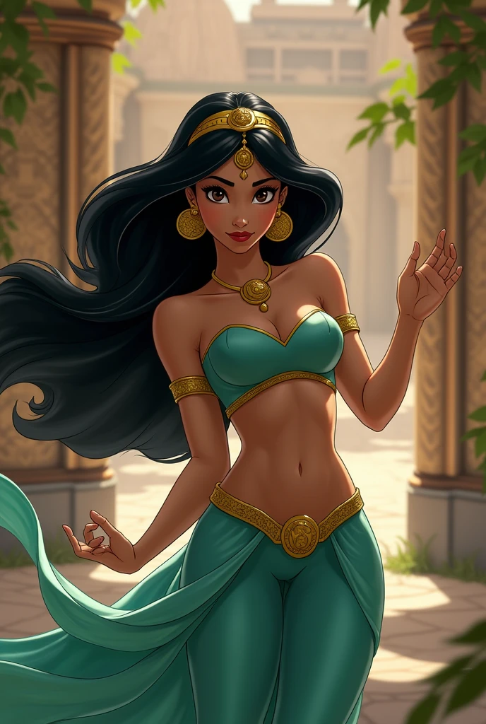 Stunning Princess Jasmine, photo in 8k, in action, cinematic.