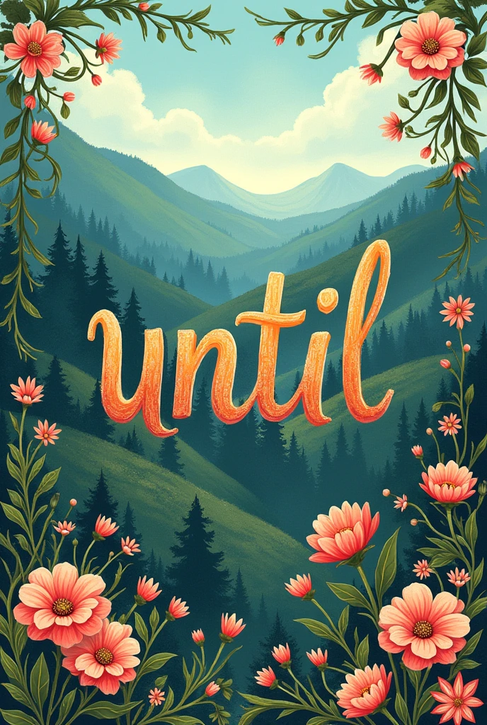 Create an art notebook cover for a high school student that features the word "until"