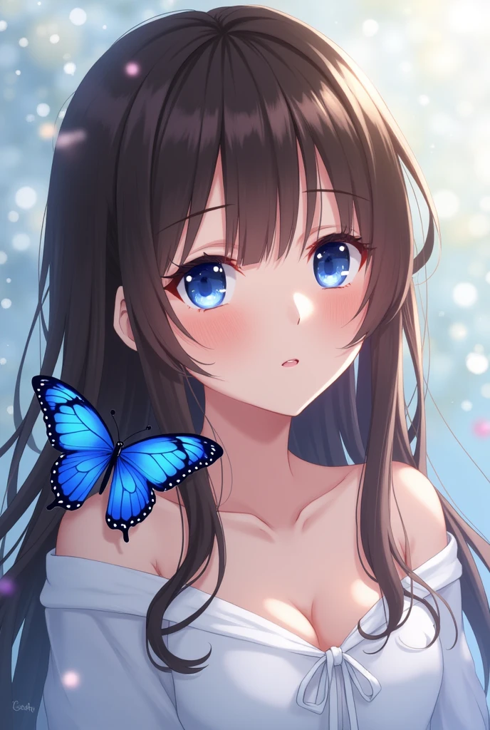 Anime Yuki suoe brown hair with blue butterfly 