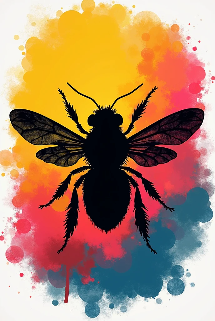 Colorful bee silhouette print png