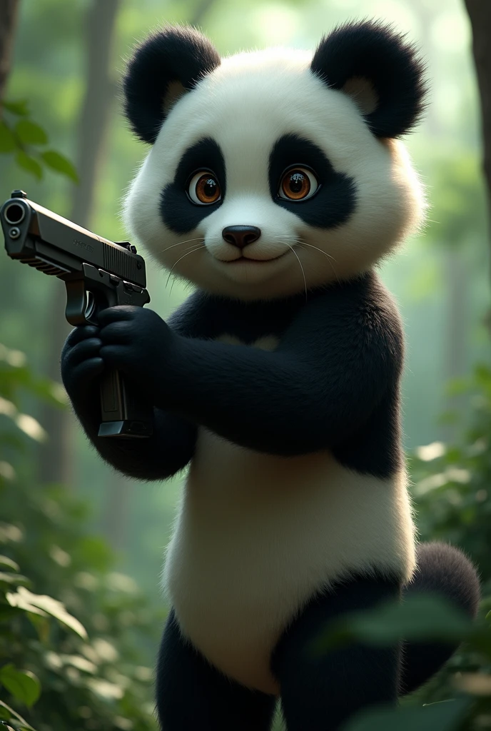 A panda girl with a gun in her hand