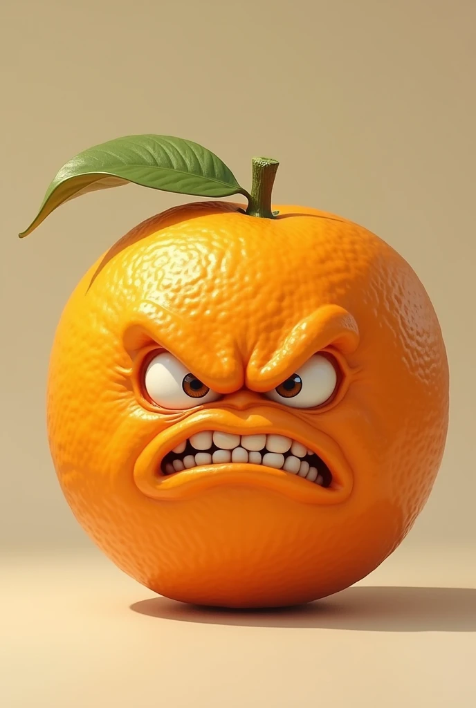 an orange with an angry face