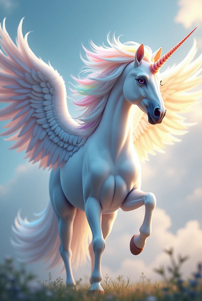 white alicorn with rainbow mane