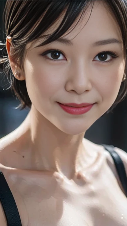 Cute wife、1 person,Slim face ,8k,Super Realistic image quality,Dynamic Shadows,Sparkling eyes,Clear black eyes,Cinema Lighting,Dark back alley,night,Darkness of the city,suit, ((face close up:1.5)),((Smile)),((Random short hair)),((Very short bangs)),close, 8k, RAW Photos, Highest quality, masterpiece,Realistic, photo-Realistic,
