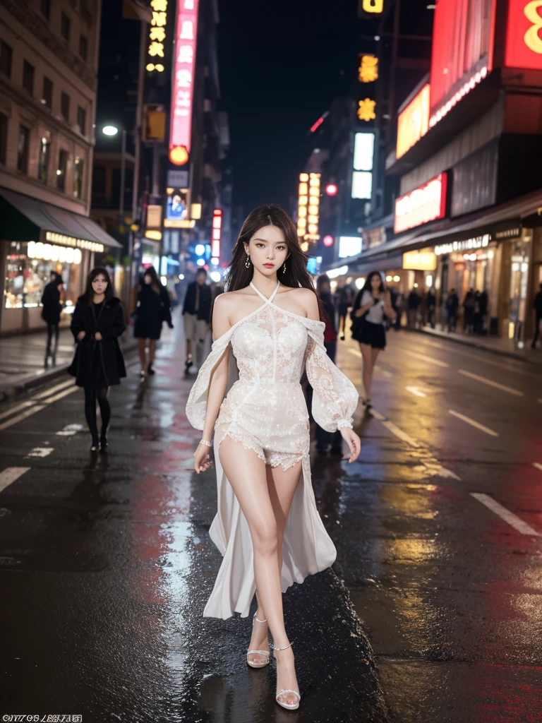 Highest quality,masterpiece,Ultra-high resolution,(Actual:1.4),Original photo,Ultra-high resolution,real,Surrealism 8k,1 Girl,expensive,Long legs,Exquisite makeup,Fashionable clothes,Elegant clothing,Young and energetic,Outdoor during the day,Walking Street,Street Photography,Super cool,model