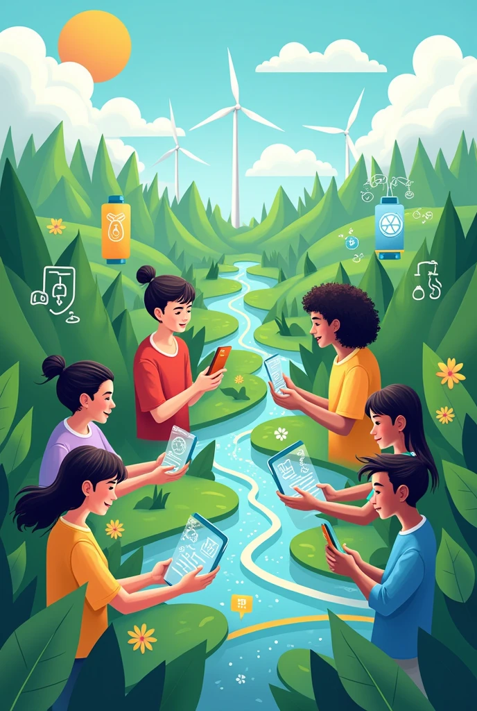 Youth Digital Pathways for Sustainable Development , show me some drawing on based of this topic .