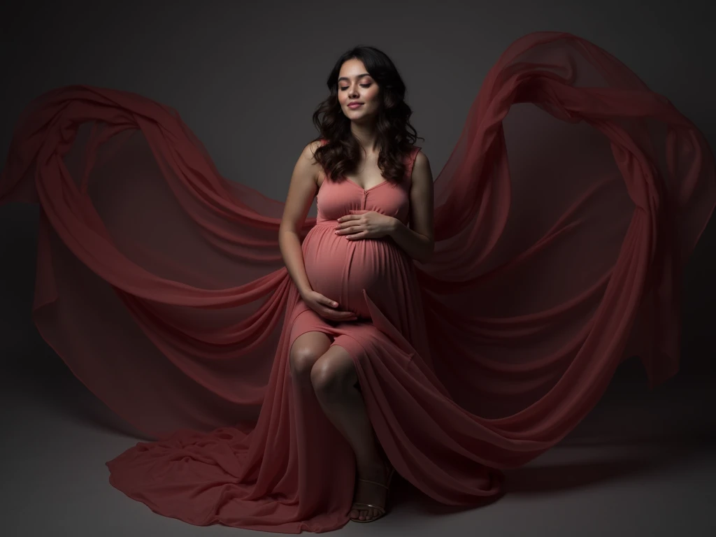 maternity pose girl , pink and white combo clours