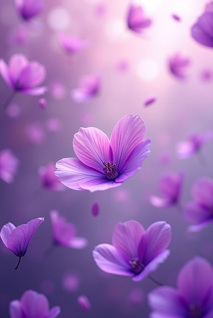 Purple petals fluttering beautifully in the air
