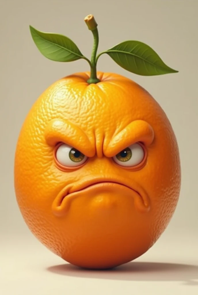 an orange with an angry face