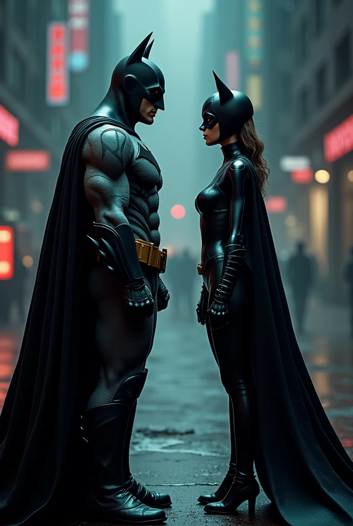Batman next to Catwoman