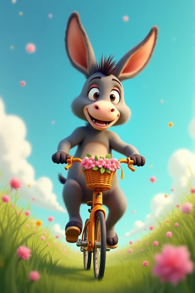 A donkey riding a bicycle