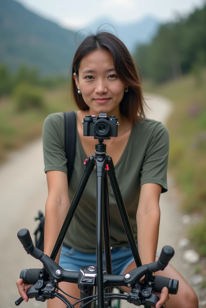 selfie tripod on bicicle
