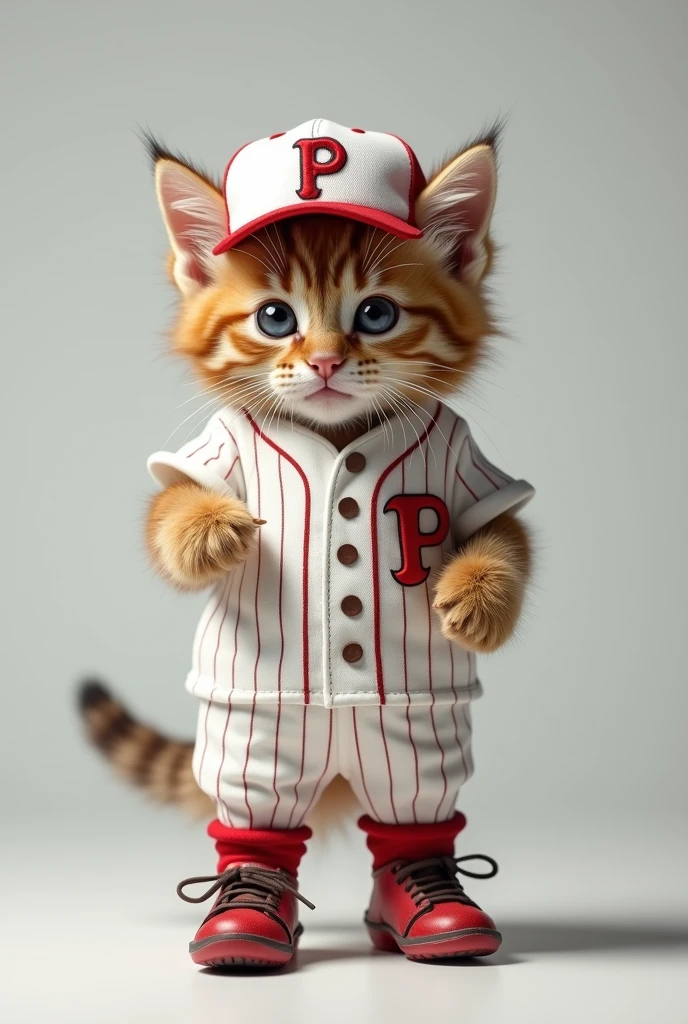 Wearing a baseball uniform kitten whole body