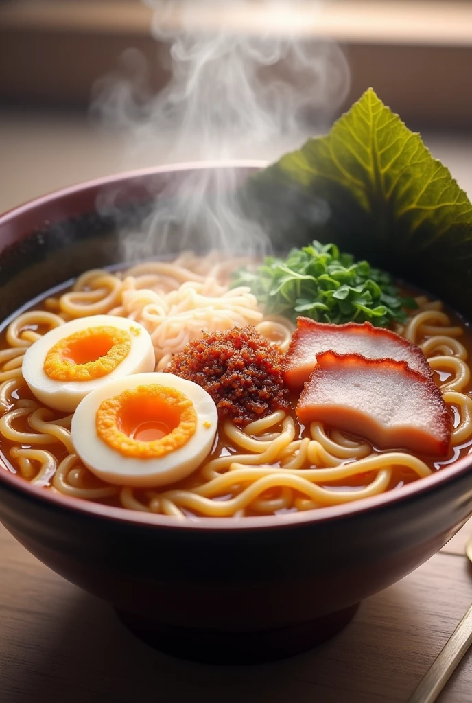 high resolution、high quality、Real、Realistic、Realな質感、Realistic、steam、ramen、
