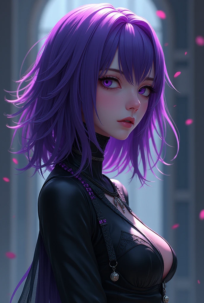 create a character based on the appearance of kafka from hokai star rail, woman with purple hair