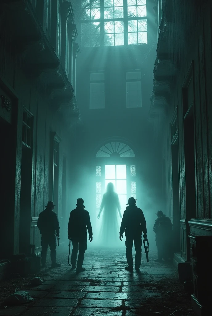  ghost in a scary house with ghost hunters trying to catch this ghost in the scary house ￼