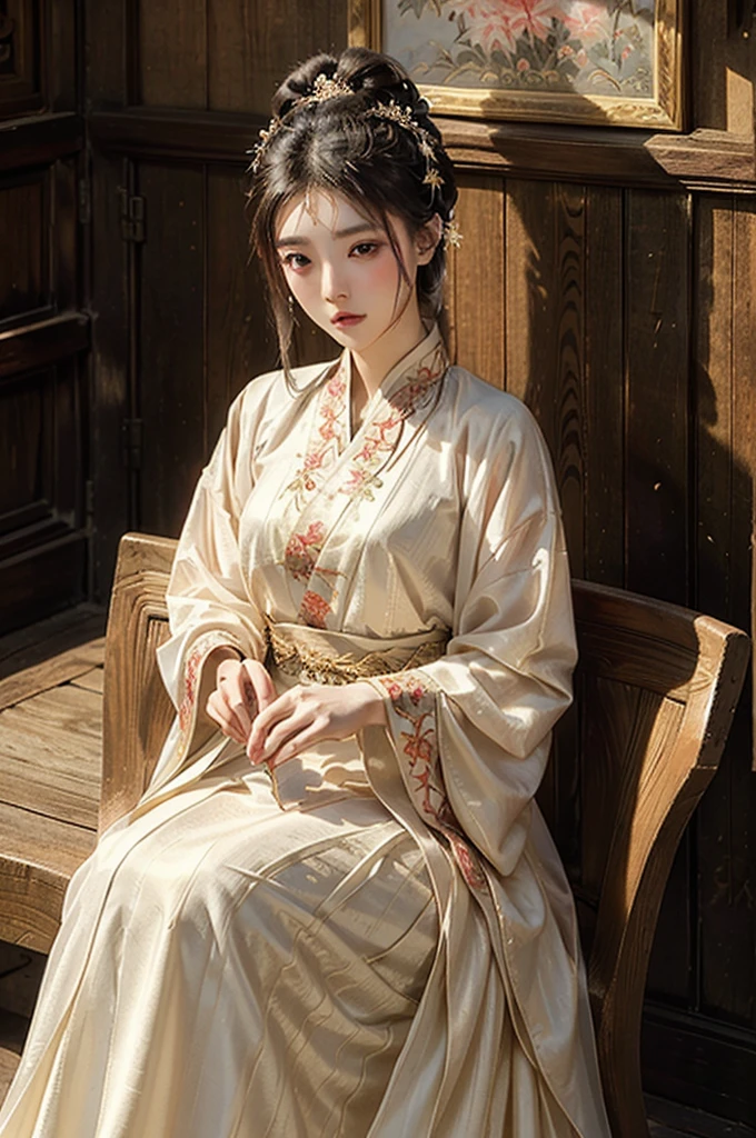A strikingly elegant Chinese bride adorned in a breathtaking red spider lily scene, her attire rich with intricate details and vibrant colors. This mesmerizing portrait captures her delicate beauty and cultural heritage with stunning precision. The image, possibly a painting or photograph, exudes a sense of grace and tradition, drawing the viewer into a world of timeless elegance and enchantment. The bride's gaze is captivating, her attire a masterpiece of craftsmanship, making this a truly exceptional and captivating visual experience.