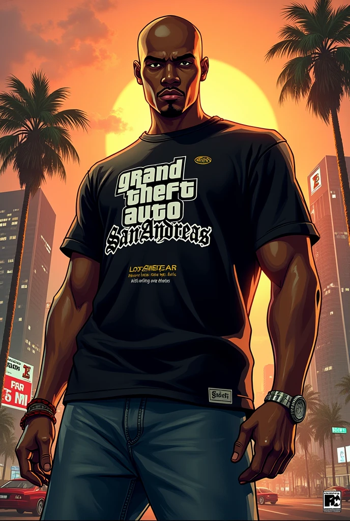 Crie uma capa do jogo "gta san andreas"(2004) de ps2 com a black lable