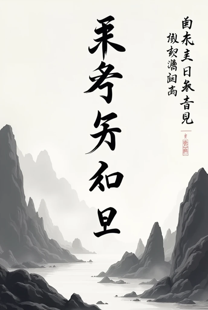 Black and white simple animation style，The ancient sample of Shan Hai Jing is slowly opened，As each page turns，The traditional Chinese brush and ink style gradually emerges