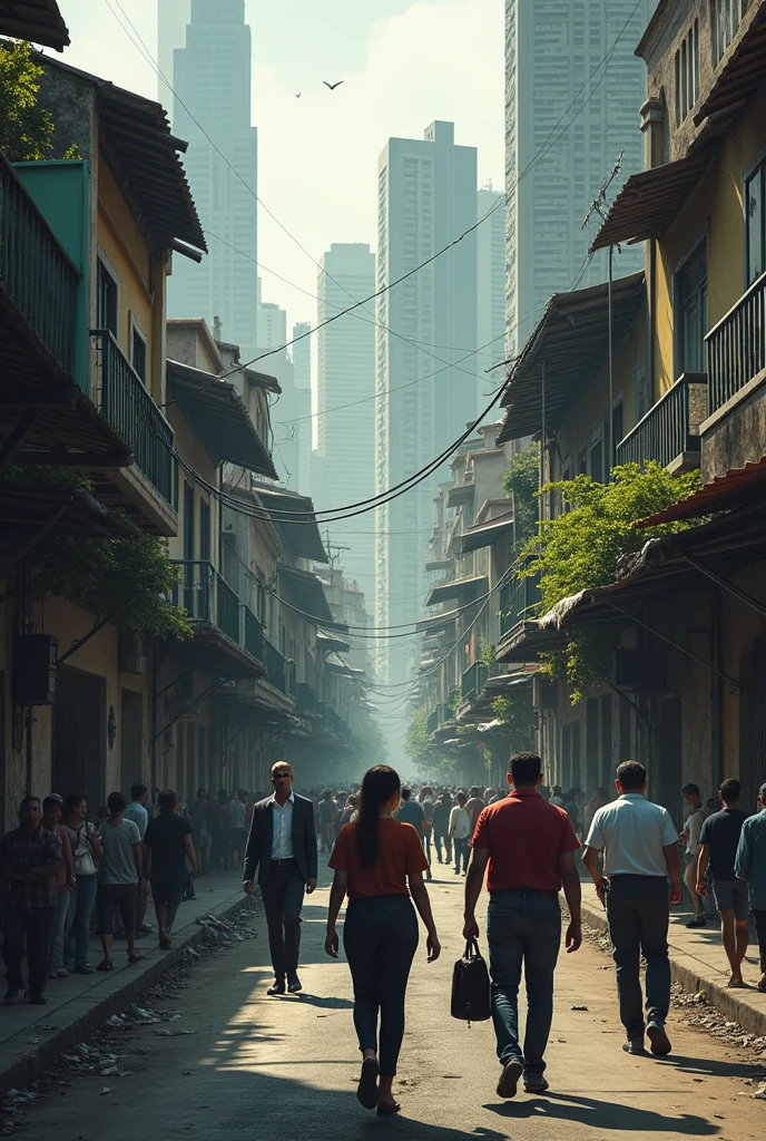 Create an image about social inequality in favelas and cities