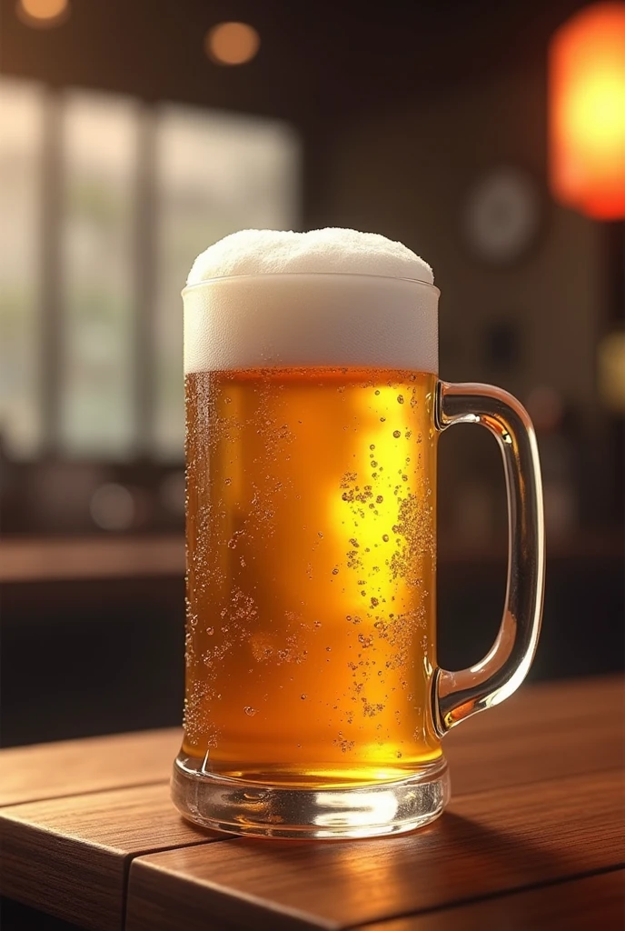 high resolution、high quality、Real、Realistic、Realな質感、Realistic、Beer 、キンキンに冷えたBeer ジョッキ、Izakaya、水滴が付いたBeer ジョッキ、