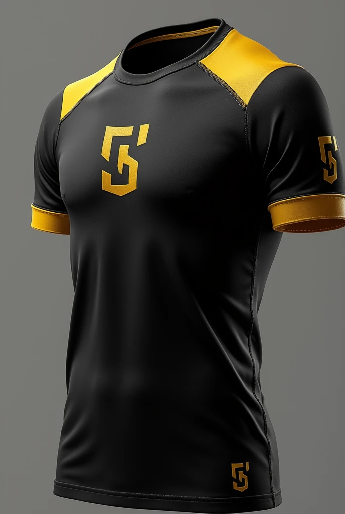 Black and gold sports t-shirt with logo "S.S.a."
