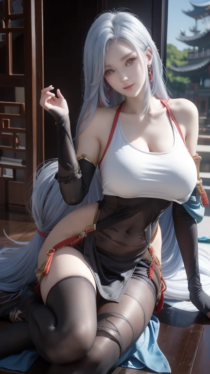 high quality,HD,16K,Sharp Line,1 Girl,fantasy, （Fire Spirits）,Pretty Face, Large Breasts, Beautiful legs,In the mountains,Focus Girl,detailed Pretty Face,Detailed clothes,beautiful eyes,Cool,Sexy,Dynamic Angle,穿着华服的神明Strike a pose拍照, Ancient mysterious sexy goddess, Traditional beauty woman, Beautiful female warrior god of war , Beautiful sexy goddess, Gorgeous role-playing, high, Beautiful young girl, Beautiful woman, 华丽Beautiful woman, Complex clothing,Chinese Mystical Aesthetics, Beautiful Asian ancient mysterious girl, Extremely detailed shot of the goddess, Jaw-dropping sexy beauty, Big breasts deep neckline sexy belly button（butt), (bedroom), (Sexy Girls), masterpiece, best quality, Bangs, blush, Chest, clavicle, Eyebrows visible through hair, (Ombre gold hair), Jewelry, Long hair,Bright Eyes, ring, (solitary), illustration, fashionable, miss, Strike a pose, background, element, confident, Express, Accessories, majestic, striking, key point, Dynamic poses, ((plump)), (black))Woman in transparent dress,Viewer,(((Full breasts, Keeley University))),Slim waist,(Navel exposed,Bare waist), Long hair, extreme detailed details, 详细的fantasy艺术, Stunning character art, Beautiful and exquisite character art, Beautiful transparent dress, Very detailed, Large Breasts，Chest，Golden ratio figure，Beautiful figure，Ultra wide-angle shooting，Full body shot拍摄，Body close-up，Full body shot，Wearing a pleated tulle skirt，柔和动漫illustration, 柔和的深色background，Fujifilm XT3 Clear focus, f 5.6, High Detail, Clear focus,(Wearing openwork clothing),, (Natural light), (Tempting)translucent, Good velvet quality, Compared, Divine Light,, Silver hair, 天空background, Absolute Strength,Female Shinmei，穿着性感丝绸的Female Shinmei,，Large Breasts，Chest，Golden ratio figure，Beautiful figure，Ultra wide-angle shooting，Full body shot，Body close-up，Full body shot， Wearing a tulle dress, Model shooting style, Large Breasts，饱满Chest，Golden ratio figure，Beautiful figure，(Extremely detailed CG 8k wallpaper unit), The most beautiful artistic photos in the world, , 8K 超HD, ) on the beach，Sexy lazy posture，Sexy seductive expression，best quality,masterpiece,Ultra-high resolution,(Practical:1.4),original photo,Ultra-high resolution