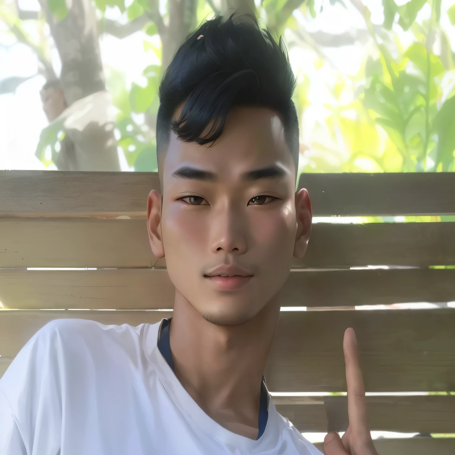 there is a man that is sitting down with a peace sign, south east asian with round face, thawan duchanee, 2 , 2 , 2 , 2 , nivanh chanthara, john jude palencar, 2 , ayan nag, ramil sunga, asian male